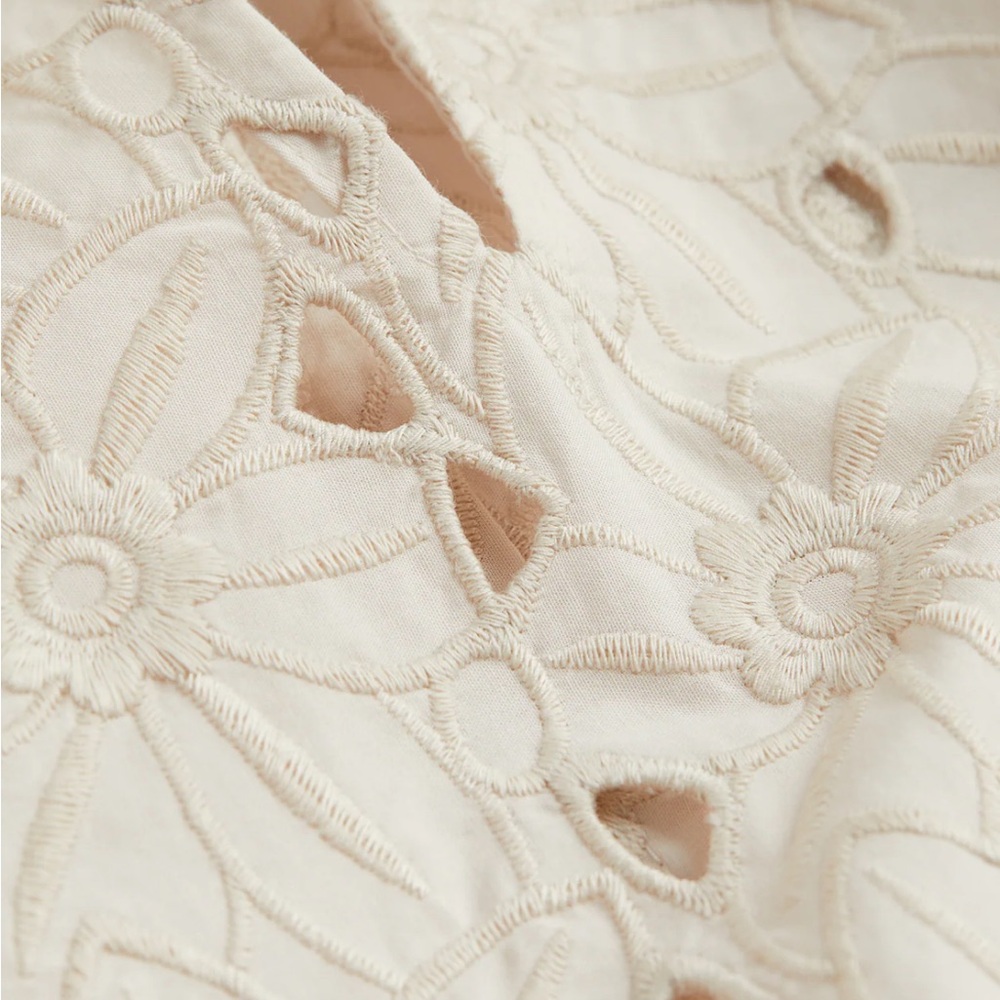 H&M Light Beige Dress with Eyelet Embroidery size S - Picture 3 of 7